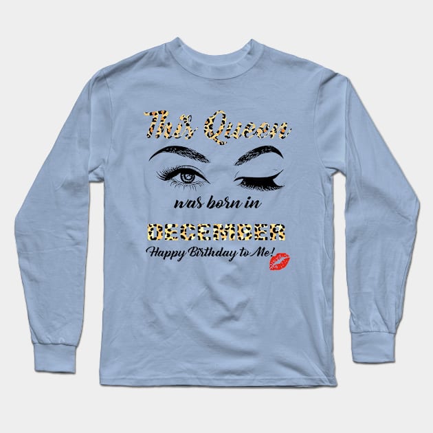 This Queen Was Born In December Leopard Pattern Long Sleeve T-Shirt by Vladis